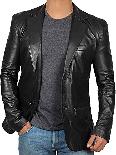 fjackets Leather Blazer For Men – Black & Brown Real Lambskin Casual Men’s Leather Jacket Coats