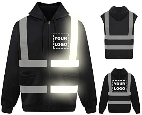 High Visibility Safety Jacket Hoodie Sweatshirt with Removable Sleeve Hi Vis Fleece Workwear