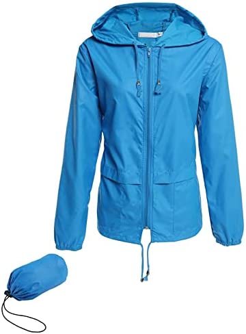 Hount Women’s Lightweight Hooded Raincoat Waterproof Packable Active Outdoor Rain Jacket (S-3XL)