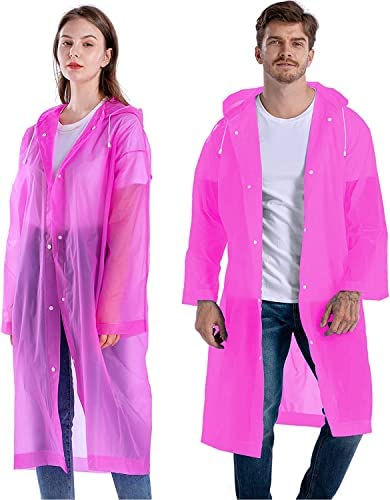 Raincoat 2 Pack Rain Ponchos for Men Women Adults, Reusable Portable rain Coat with Hood
