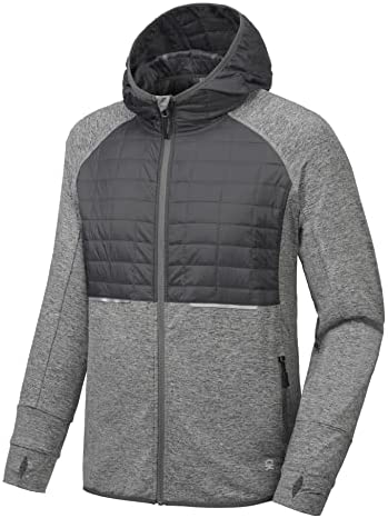 Little Donkey Andy Men’s Insulated Full-Zip Running Shirts Thermal Hybrid Jacket Long Sleeve Quick Dry Sportswear