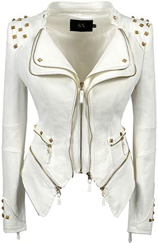 LFSS Women’s classic denim jacket personalized rivet punk dovetail Motorcycle Jacket