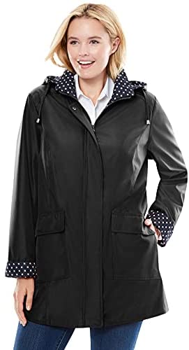 Woman Within Women’s Plus Size Raincoat In New Short Length With Fun Dot Trim