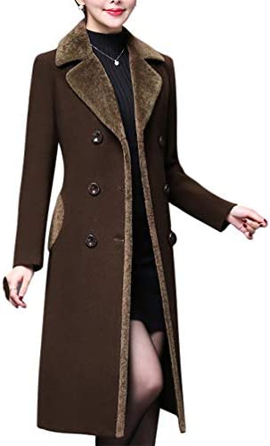 Aprsfn Women’s Double-breasted Notched Lapel Midi Wool Blend Pea Coat Jackets