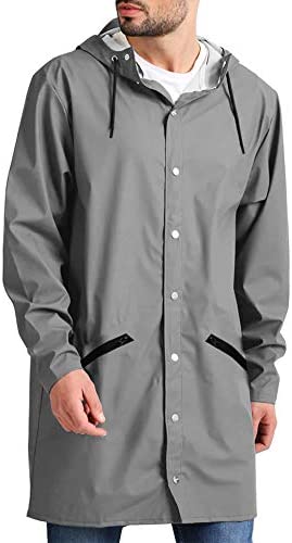 COOFANDY Men’s Waterproof Rain Jacket with Hood Lightweight Packable Outdoor Long Raincoat
