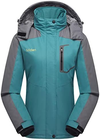 Mden Women’s Waterproof Ski Jacket Outdoor Windproof Fleece Insulated Snowboard Rain Jacket