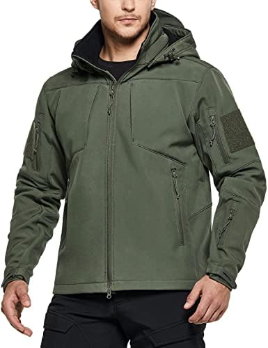 CQR Men’s Winter Tactical Military Jackets, Lightweight Water Resistant Fleece Lined Softshell Hunting Jacket w Hoodie