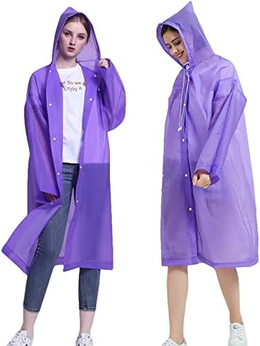 Raincoat for Adults 2 Pack Rain Ponchos Waterproof with Hood Lightweight Reusable Rain Coat for Women and Men