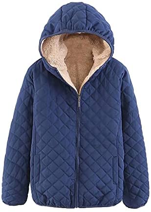 BISXOTY Clothes for Women,2022 Fashion Fuzzy Lined Jackets Parka Loose Hooded Zip Up Padded Bomber Outerwear with Pockets