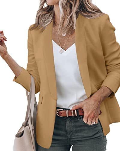 Newffr Womens Casual Blazer Jackets – Open Front Long Sleeve Lapel Collar Work Office Jackets Blazer with Pockets