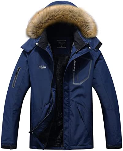 DLGJPA Men’s Mountain Waterproof Ski Jacket Hooded Windbreakers Windproof Raincoat Winter Warm Snow Coat