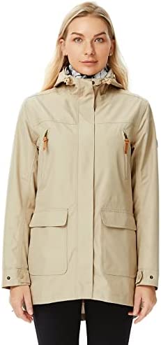 ALPHA CAMP Women’s Rain Jacket Waterproof Windbreaker Jackets with Hood Lightweight Soft Shell Long Rain Coats