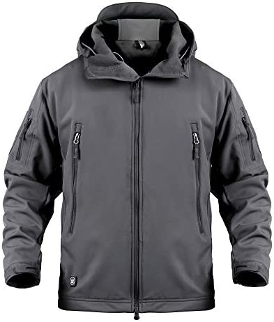 YEVHEV Tactical Jacket for Men Hunting Coat Hooded Skiing Jackets Softshell Fleece for Winter Outdoor