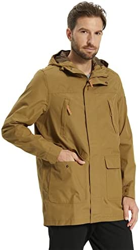 ALPHA CAMP Men’s Rain Jacket Waterproof Windbreaker Jackets with Hood Lightweight Soft Shell Long Rain Coats