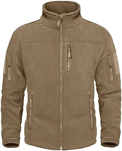 MAGNIVIT Men’s Full Zip Tactical Jacket Fall Winter Windproof Soft Polar Coats with 5 Zip Pockets