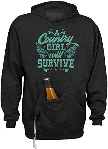 A Country Girl Will Survive Beer Holder Tailgate Hoodie Sweatshirt Unisex