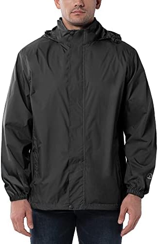 Outdoor Ventures Men’s Rain Jacket Waterproof Lightweight Packable Rain Shell Raincoat with Hood for Golf Hiking Travel