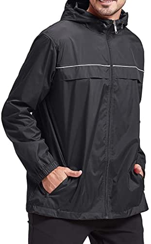 V VALANCH Mens Rain Jacket Waterproof Lightweight Windbreaker with Hood Outdoor Raincoat for Hiking Running Travel