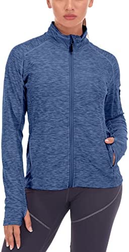 Dasawamedh Women’s Running Sport Track Jacket Full Zip Workout Athletic Fitness Jackets for Training with Thumb Holes