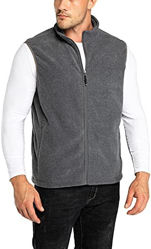 33,000ft Men’s Fleece Vest, Lightweight Warm Zip Up Polar Vests Outerwear with Zipper Pockets, Sleeveless Jacket for Winter