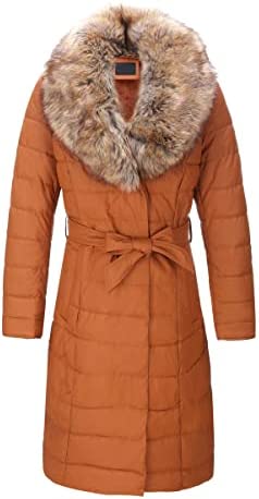 Bellivera Women’s Puffer Jacket Faux Leather Bubble Padding Sherpa-Lined Coat with Removable Fur Collar