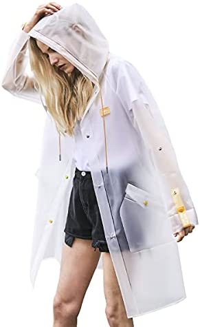 L-Rain Durable TPU Clear Rain Coat for Adults – Women and Men Fashion Hooded Rain Poncho