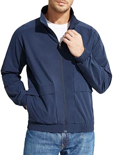 Libin Men’s UPF 50+ Full Zip Light Jacket Hooded Long Sleeve Cooling Shirt with Pocket Hiking Fishing
