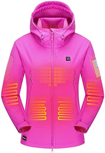 DEWBU Heated Jacket with 12V Battery Pack Winter Outdoor Soft Shell Electric Heating Coat