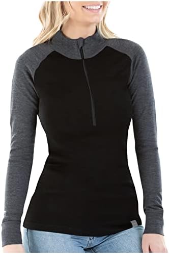 MERIWOOL Womens Base Layer 100% Merino Wool Midweight 250g Half Zip Sweater for Women