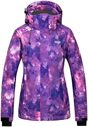 Wantdo Women’s Waterproof Ski Jacket Colorful Printed Fully Taped Seams Rain Coat Warm Winter Parka