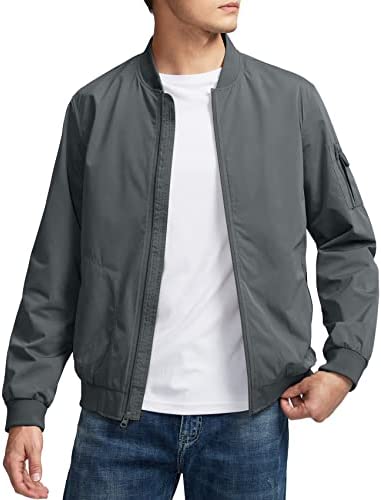 Pudolla Men’s Bomber Jackets With 5 Pockets Lightweight Windbreaker Jackets For Men Outwear Casual Jacket Coat for Golf
