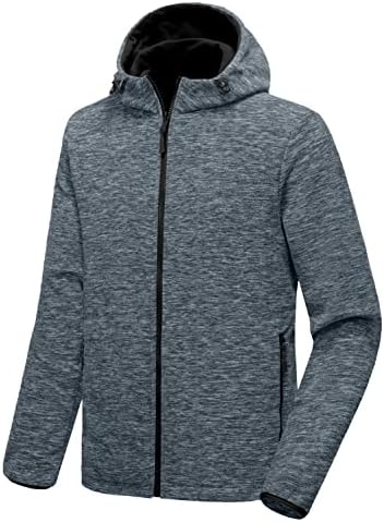 Little Donkey Andy Men’s Lightweight Reversible Fleece Jacket Warm Thick Hooded Thermal Jacket for Hiking Running Golf