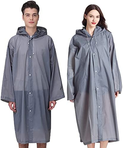 Cosowe Rain Ponchos for Adults Reusable, 2 Pcs Raincoats Emergency for Women Men with Hood and Drawstring