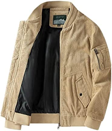 DSDZ Men’s Corduroy Cotton Jacket Patchwork Pocket Outdoor Coat