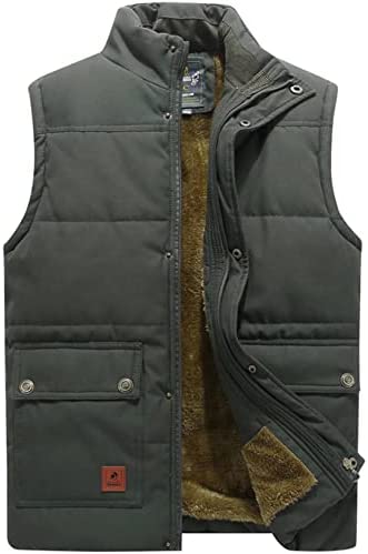 VtuAOL Men’s Outerwear Vest for Men Winter Puffer Vests Fleece Lined Outdoor Warm Sleeveless Jackets