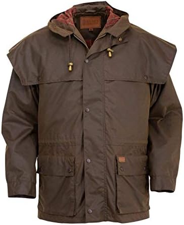 Outback Trading Men’s Unisex 2100 Swagman Waterproof Breathable Cotton Oilskin Western Jacket with Adjustable Hood