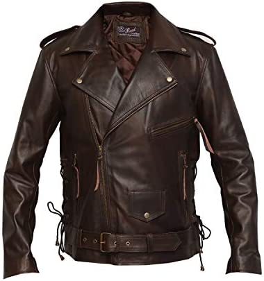 Brando Distressed Brown Retro Vintage Cowhide Leather Jacket
