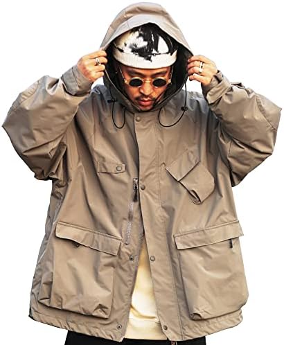 HaiZi XiHuan Men’s Bomber Flight Gothic Loose CoatStreetwear Jackets Clothes Techwear Cyberpunk Jacket Tactical Hooded