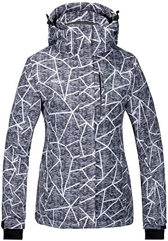 Wantdo Women’s Waterproof Ski Jacket Windproof Print Fully Taped Seams Snow Coat Warm Winter Windbreaker