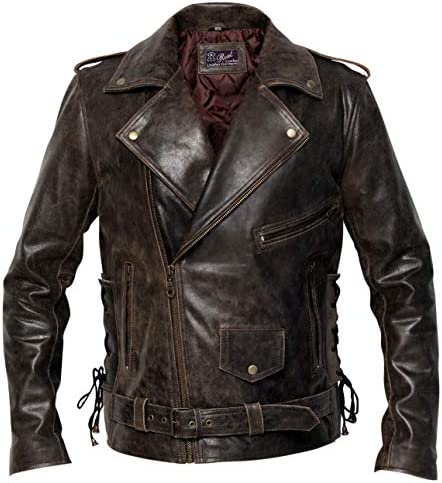 Distressed Brando Retro Vintage Cowhide Leather Jacket