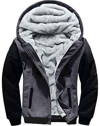 MACHLAB Men’s Pullover Winter Workout Fleece Hoodie Jackets Full Zip Wool Warm Thick Coats