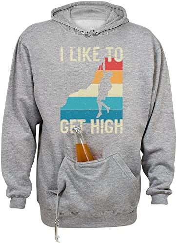 I Like to Get High Rock Climbing Beer Holder Tailgate Hoodie Sweatshirt Unisex