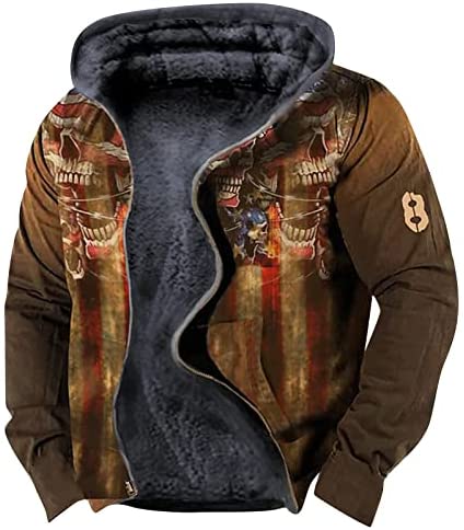 Jackets for Men Men’s Casual Camouflage Sweatshirts Long Sleeve Zipper Hooded Jacket Coats Jackets