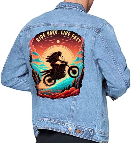 Ride Hard Light Washed Men’s Denim Jacket – Biker Denim Jacket – Cool Jacket for Men
