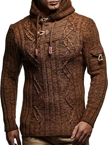 Leif Nelson Slim Pullover Sweaters for Men with Hoodie – Men’s Knitted Sweater