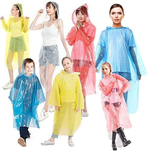 Conoelan Disposable Rain Ponchos, Apply to Rain Ponchos for Kids and Adults, Disposable Emergency Rain Ponchos Waterproof Rain Coat Family Pack 25pack