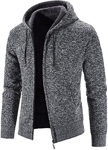 BISXOTY Jackets for Men,Men’s Thick Warm Frosted Fleece Composite Coat Long Sleeve Zipper Lapel Coat Winter Trench Outerwear