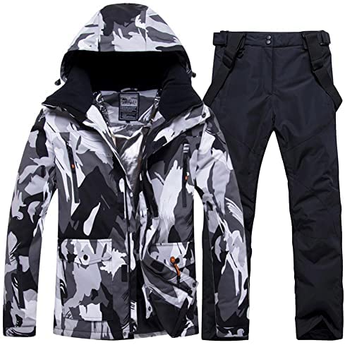 YEEFINE Men’s Ski Suit Waterproof Snow Suits Two Piece Snowboard Jacket and Pants Set Windproof Snowsuit Winter Warm Coat