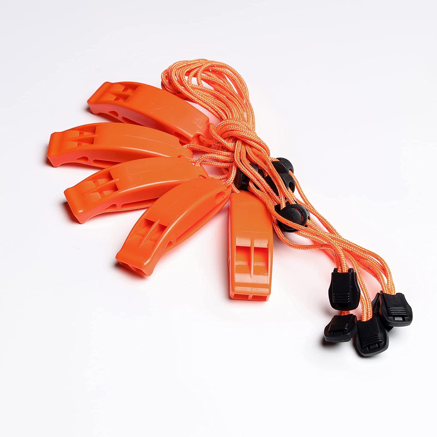 FERROFIRE Emergency Whistles with Lanyard Safety Whistle Survival Shrill Loud Blast for Kayak Life Vest Jacket Boating Fishing Boat Camping Hiking Rescue Signaling Lifeguard Plastic (Pack of 5)