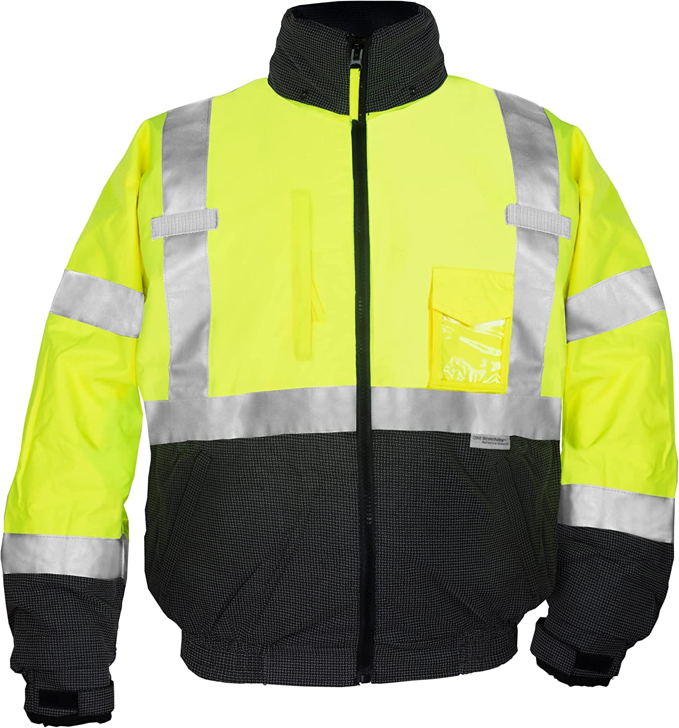 Ironwear 6405 Hi-Visibility Premium Bomber Jacket with Rollaway hood and Reflective fabric | ANSI Class 3